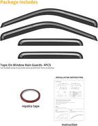 Outside-Mount Window Rain Guards Fit for Ford F250/F350/F450/F550 1999-2016 Super Duty CrewCab, Extra Durable Window Visors Wind Deflector Dark Smoke Vent Shades Car Tape-on with Thicker 4PCS