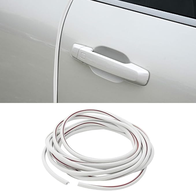 16Ft (5M) Car Door Edge Protector, Self-Adhesive Scratch Resistant U Shape Auto Door Edge Guard Decoration, Anti-Collision Car Doors Trim Strip Protector for Truck, SUV, Sedan (White-5M)