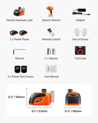 Electric Car Jack Cordless Remote Control, 5 Tons /11000 lbs, Electric Hydraulic Jack Kit 18V Battery with Electric Impact Wrench, Tire Change Replacement with LED Light, Portable Car Jack