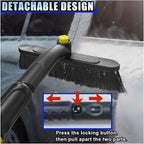 31.5" Detachable Snow Brush and Ice Scraper for Car Windshield, 2-in-1 Winter Snow Removal Tool with Extendable, 360° Rotating Soft Bristle Brush Head and Foam Grip for Most Vehicles (Yellow)