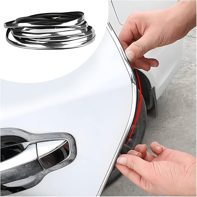 Car Door Edge Guards, 16Ft U Shape Door Edge Trim, Rubber Molding Auto Door Edge Seal Protector, Anti-Collision Vehicle Protection Accessories Universal for SUV, Truck, Van (Silver)