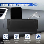 Car Seat Side Storage Pocket, Leather Foldable Auto Door Storage Box, Waterproof Car Trash Can Organizer, Multifunctional Vehicle Interior Accessories for Phones, Glasses, Keys, Cards (Black)