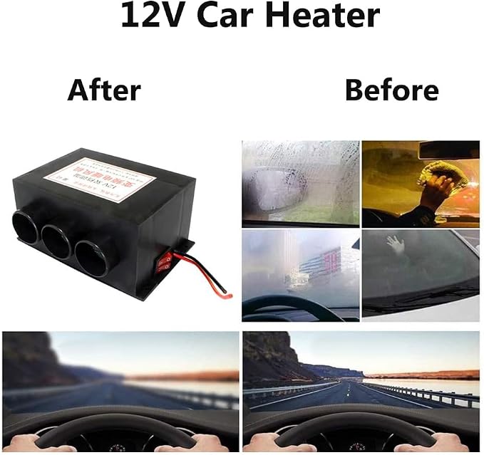 12V Car Heater, Universal 600W Blower Windscreen Demister Defroster Air Heater for Car Truck Defrosting Defogging Fast Heating Warming with Mounting Accessories