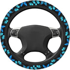 Blue Butterfly Steering Wheel Cover for Women, Universal Auto Steering Wheel 14-15 Inch Car Interior Accessories with 2PCS Car Coasters, Suitable for Men and Women