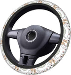 Cat Steering Wheel Cover Anti-Slip Universal for 14.5-15 Inch Car Steering Wheel Cover Women with 2 Pieces Car Coasters Suitable for Men Women