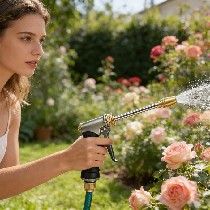 High-Pressure Hose Nozzle Gun with 100cc Soap Dispenser, Metal Car Wash Sprayer for Car Cleaning, Solar Panel/Wall/Window Washing & Garden Watering (Foam Gun B)