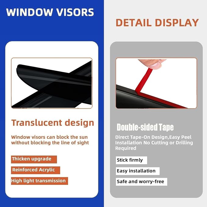 in-Channel Window Rain Guards Deflectors for Dodge RAM 1500 2500 3500 Crew & Mega Cab 2009-2018, Vent Visors Sun Shields for Trucks, Smoke 4PCS