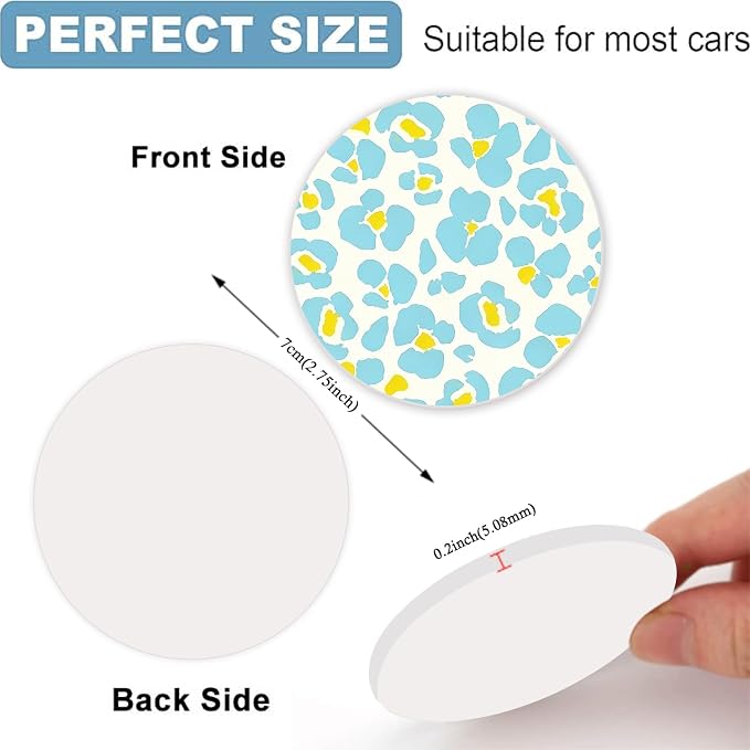 Blue Flowers Steering Wheel Cover for Women, Steering Wheel Covers with Anti-Slip Lining, Universal 14.5-15 inchs Car Interior Accessories with 2PCS Car Coasters Suitable for Men and Women
