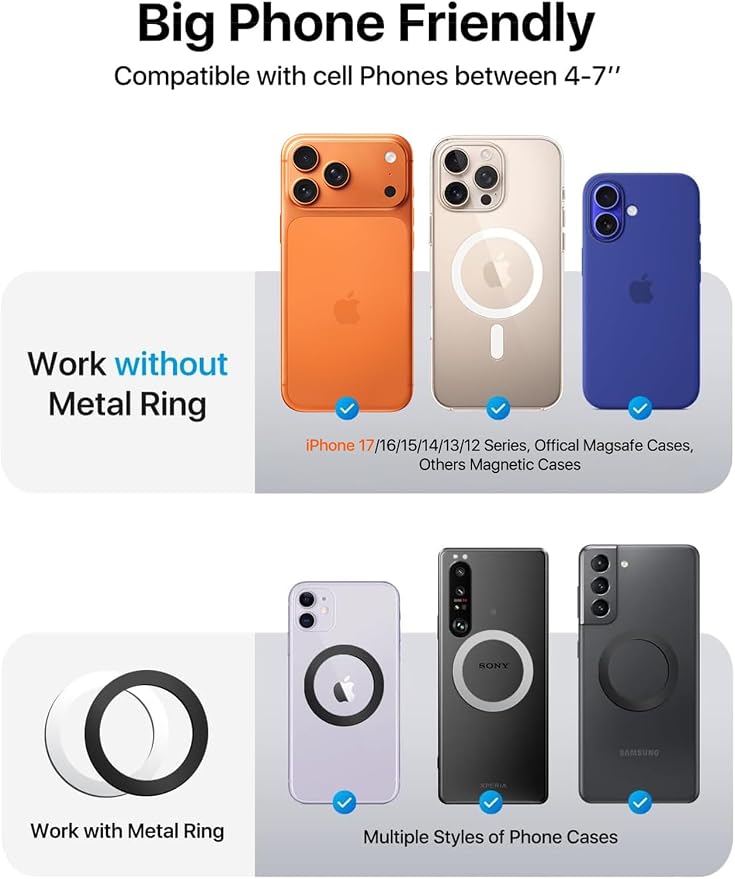 Upgraded for Magsafe Car Mount Pro [Strongest Magnet, Big Phone Friendly] 360° Rotation Magnetic Phone Holder for Car Vent for iPhone 17 Pro Max 16/15/14/13/12 Samsung S26/S25 (Carbon Fiber)