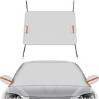 Magnetic Car Windshield Snow Cover, Extra Large Auto Ice Guard Windshield Cover with Side Window & Side Mirror Protector, Safe Reflective Vehicle Winter Exterior Accessories (Silver)