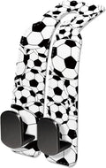Car Seat Headrest Hook, Universal Leather Cute Hanger Holder Hook, Storage Organizer Interior Accessories for Purse Bags Handbag Black White Soccer