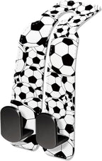 Car Seat Headrest Hook, Universal Leather Cute Hanger Holder Hook, Storage Organizer Interior Accessories for Purse Bags Handbag Black White Soccer