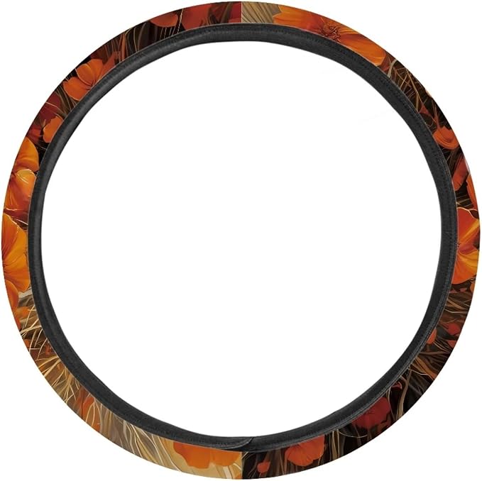 Retro Floral Pattern Sports Style Car Steering Wheel Cover Auto Steering Wheel Cover Fit Most SUV Van Car Truck Vehicle Wheel Protector Steering Wheels Accessories
