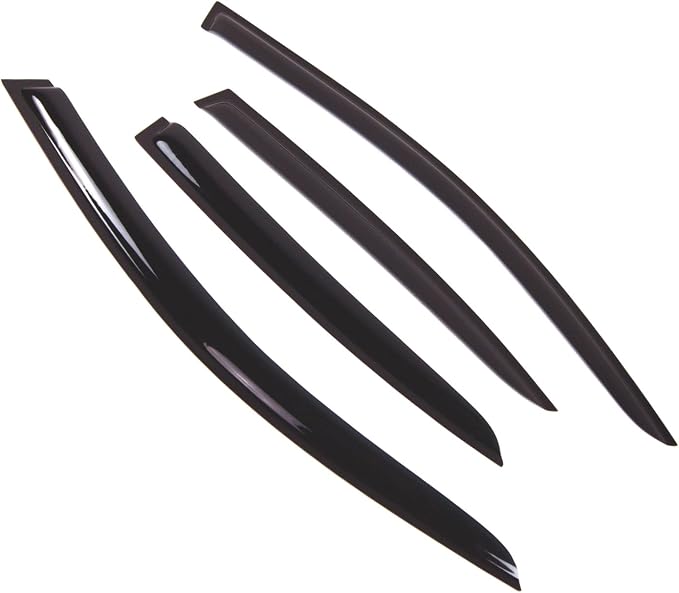 WD2-495 Dark Smoke 4 Pcs Set Window Visor (Outside Mount) Deflector Rain Guard Compatible with 2002-2006 BMW 745i 750i