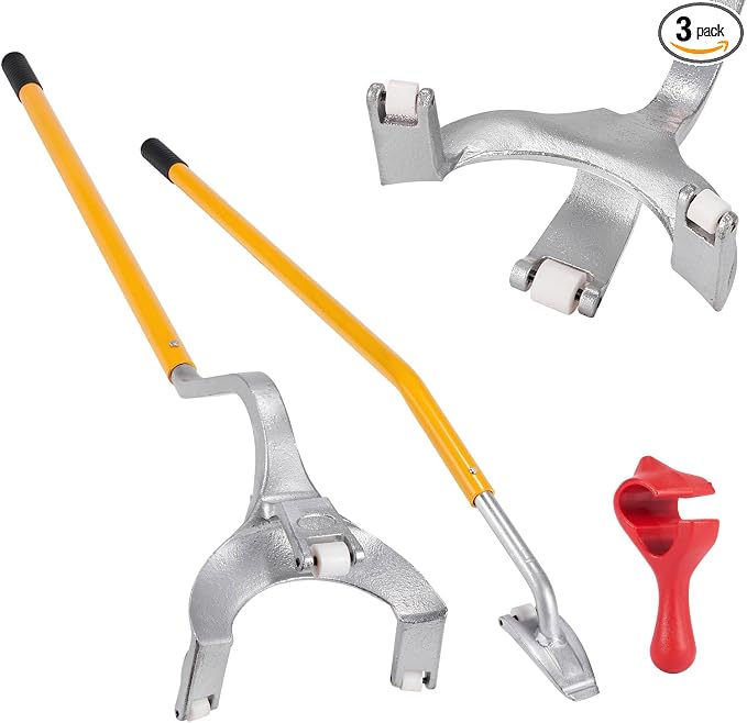 Steel Tire Mount Demount Tool 22.5" to 24.5" Semi Tire Changing Tool with Extra Bead Holder, Tubeless Truck Bead Breaker Manual Tire Changing Tools for Car Repairing (Yellow)