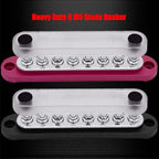 8 x M5 (#10) Studs Power Distribution Block Bus Bar 12V, 5.9" HD 120A Marine BusBar Battery Distribution Block W/Cover for Car Boat Solar (Red & Black)