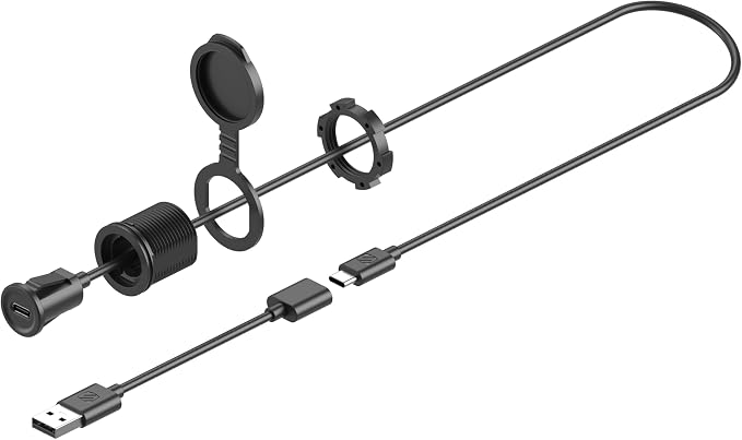 CPDACCKO Dash Mount Extension with 3 ft Cable, 12V Car Charger with Type-C Port Compatible with Apple CarPlay/Android Auto with USB-C to USB-A Adapter, Power Socket for Car, Truck, Boat