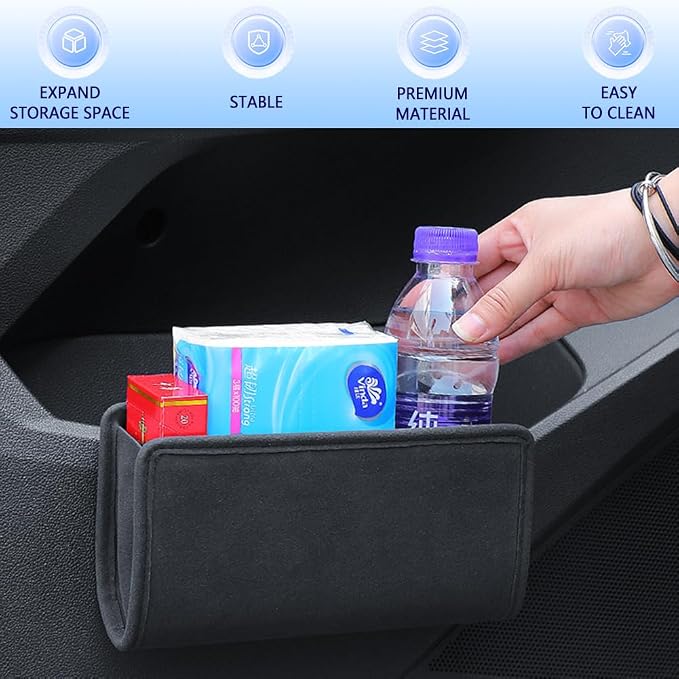 2Pcs Multifunctional Storage Box,Car Trash Can, Auto Door Side Organizer,Large Capacity Storage Bag,Back Seat Storage Pocket, Car Accessories Organizer Box(Style A)