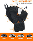 Dog Car Seat Cover with Mesh Window, 100% Waterproof Pet Seat Cover for Back Seat, Scratchproof Dog Hammock for Cars, Trucks, SUVs, Jeeps, Black