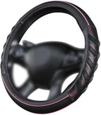 car Steering Wheel Cover Faux Leather Massage Universal fit 3D Honeycomb Hole Anti-Slip Sporty 15 Inches (Pink Black)