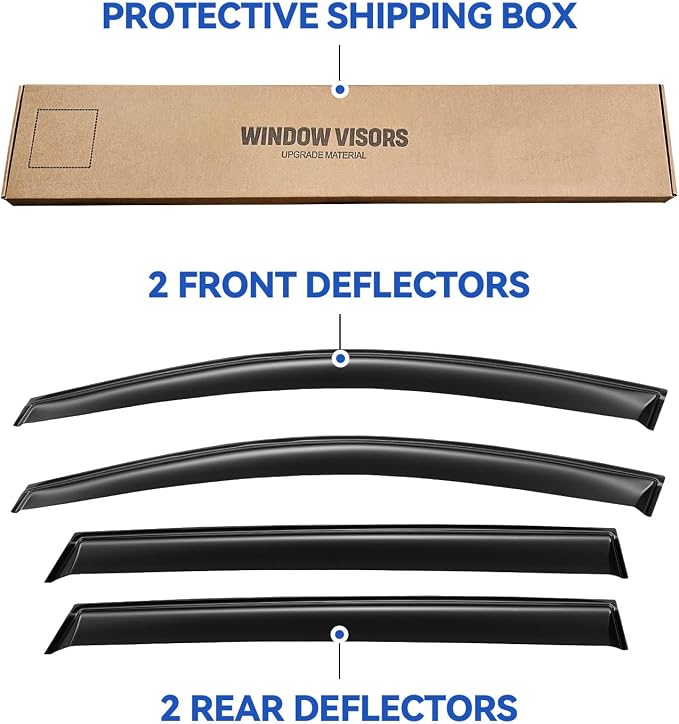 Window Visors Rain Guards for 2016 2017 2018 2019 2020 Kia Sorento, Out-Channel Window Vent Wind Deflectors Visors Shades for 16 17 18 19 20 Sorento