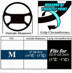 Universal Car Steering Wheel Cover with Top Genuine Leather, Anti-Slip Design and Soft Padding, Stitching Style (Black Leather with red Thread)