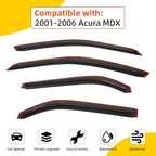 Rain Guards Compatible with 2001-2006 MDX Tape-On Side Window Visor Wind Deflector Vent Visors Car Accessories 4pcs