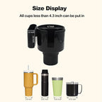 2-in-1 Car Cup Holder Expander with Phone Holder, Universal Cup Holder Adapter, Fits Yeti 14/24/36/46oz, Hydroflask 32/40oz & Large Water Bottles, Adjustable Base Fits Tesla, Truck, RV, SUV