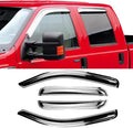 Side Wind Vent Deflector Sun Rain Guards for 14-18 Chevry Silverado/Sierra 1500,15-18 Silverado/Sierra 2500HD&3500HD Double/Extended Cab,4pcs Outside Mount Style Chrome Window Visor 94528Y