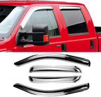 Side Wind Vent Deflector Sun Rain Guards for 14-18 Chevry Silverado/Sierra 1500,15-18 Silverado/Sierra 2500HD&3500HD Double/Extended Cab,4pcs Outside Mount Style Chrome Window Visor 94528Y