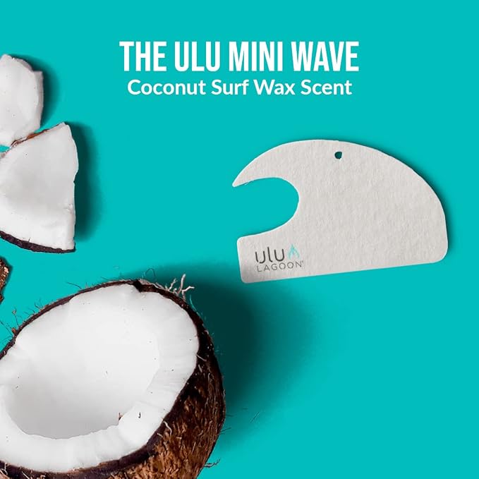Hanging Car Air Freshener | Tropical Beach Coconut Surf Wax Scent Mini Wave | Long Lasting Car Freshener, Closet and Beyond | Made In USA | 3 Pack (White)