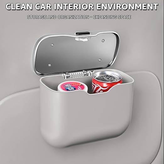 Car Trash Can, Waterproof Multi‑Functional Auto Trash Bin for Door/Console/Seat Back, Universal Vehicle Garbage Can for Car/Truck/SUV Drivers (Gray)