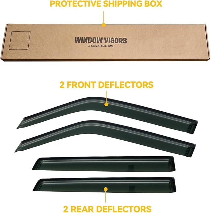 Rain Guards for 2011-2017 Nissan Juke, Out-Channel Window Visor Shields Vent Deflector Shade Wind Dark Smoke 2012 2013 2014 2015 2016 11 12 13 14 15 16 17, Outside-Mount, 4PCS