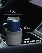 Car Cup Holder Expander with Offset Adjustable Base, Compatible with Hydro Flasks 32/40 Ounce, Compatible with Yeti Ramblers 20/26/30 Ounce, Other Bottles in 3.4"-3.8" (Gray)