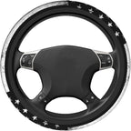 Thin Red Line 3-Pc Car Set: Steering Wheel Cover & 2 Car Coasters | Firefighter Anti-Slip Breathable Universal for 14.5 -15.5 Inch Car Wheel Cover Suitable for Men Women
