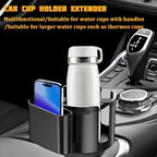 Car Cup Holder Expander, 2 in 1 Expandable Base Vehicle Cupholder Adapter with Phone Holder, Automotive Interior Water Bottle Insert Extender, Universal for SUV RV Truck