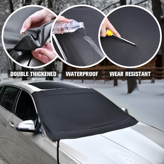 Extra Large Windshield Cover for Ice and Snow, Upgraded Thicken Oxford Car Windshield Cover Best for Ice, Frost & Snow Removal Windshield Snow Cover for All Weather (71x47 Inches)