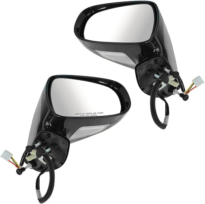 Driver and Passenger Side Mirror Assembly Set Power Heated Puddle Light Paint to Match Smooth Black Compatible with 2006-2008 Lexus IS250 2006-2008 Lexus IS350