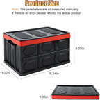 Car Trunk Organizer, Foldable Plastic Cargo Storage Box with Lid, Large Car Tool Container with Handles, Universal Automotive Organization Accessories for Camping, Groceries (Black)