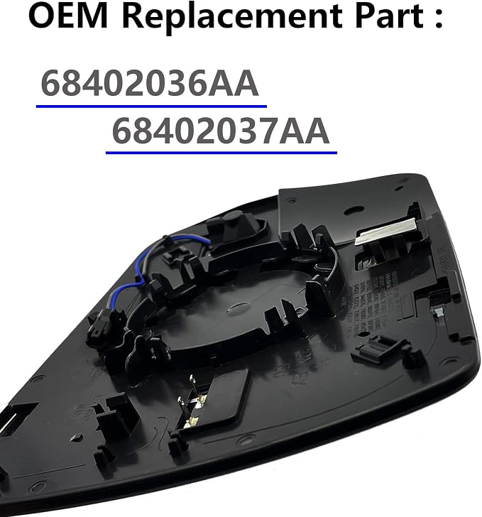 Right Passenger Side Heated Blind Spot Convex Mirror Glass Replacement For 2019 2020 2021 Dodge Ram 1500 - Power Heated, Blind Spot, with Backing Plate, Replace 68402036AA 68402037AA