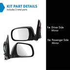 2 Piece Driver and Passenger Side Mirror Assembly Set Electric Adjustment Heated No Memory Black Compatible with 2004-2010 Toyota Sienna TO1320205 TO1321205