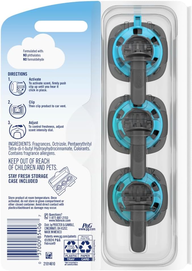 Car Air Freshener, Odor-Fighting Automotive Vent Clip, Gain Original Scent, 3 Count