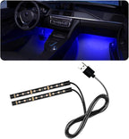 Car LED Strip Light, 24 LED RGB Auto Under Dash Interior Atmosphere Lights, USB Vehicle Decorative Lamp Ambient Night Light Strip, Lighting Kit Car Accessories (Blue)