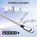USB C Multi Charging Cable, Dual Type C Cable 1Pack 5FT, USB C Splitter with 4 Type-C Connectors,4 in 1 Multiple Nylon Braided Cable Compatible with iPhone 15 Pro Max/Galaxy/Tablets/Google.