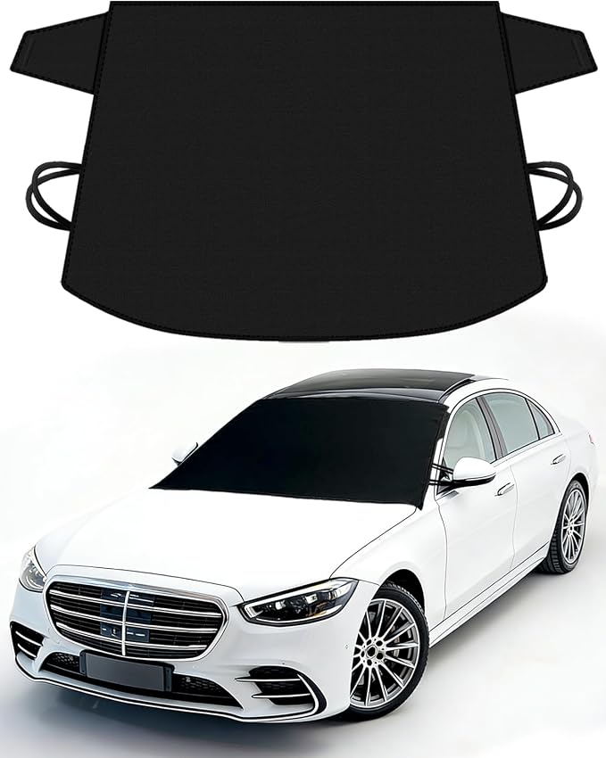 Windshield Cover for Ice & Snow, Heavy-Duty 600D Oxford Fabric, Universal Fit for Cars, SUVs, Trucks, Vans, RVs, Waterproof Frost Wind Resistant Winter Windshield Protector (69" 42")