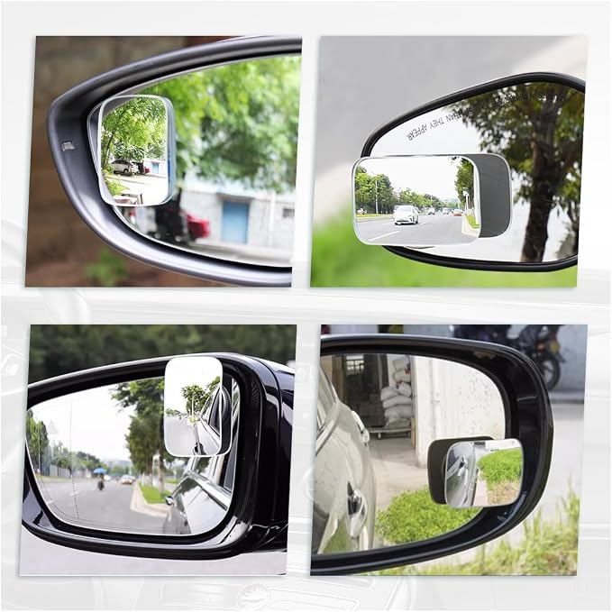 ZIMISI Rectangle Blind Spot Car Mirror, 2.5" HD Glass Wide Angle Convex Mirror with Adjustable Stick, 360 Degree Frameless Rear View Mirrors for Car, SUV,Truck (Rectangular)