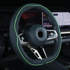 Flat Bottom Steering Wheel Cover Anti-Slip,Safety,Soft,Breathable,Durable,Full Surround,Comfortable Grip Microfiber Leather (D Shape, Green)