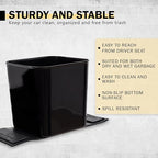 Car Trash Can for Vehicles Leakproof Compact Garbage Bin w/Stability Flap, Anti-Slip Base, Portable Trash Holder for Cars, Trucks, SUVs, Minivans (Black, Large)
