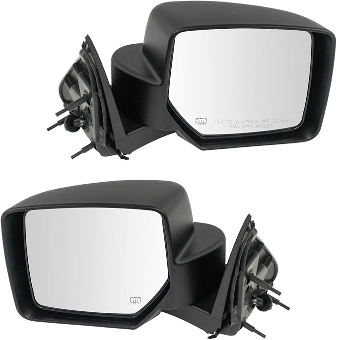 Driver & Passenger Side Power Heated Mirror Set Textured Black Compatible with 2008-2012 Jeep Liberty CH1320371 CH1321371