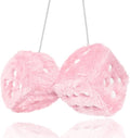 Fuzzy Plush Dice for Car Mirror, Pair of Retro 3” Light Pink Dice with White Dots for Car Interior Hanging Ornament Decoration (Light Pink)